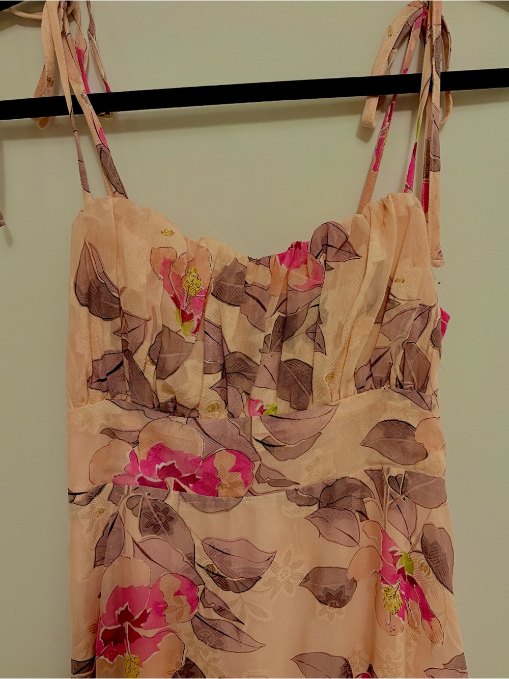 Lulu's Peach Floral Midi Dress